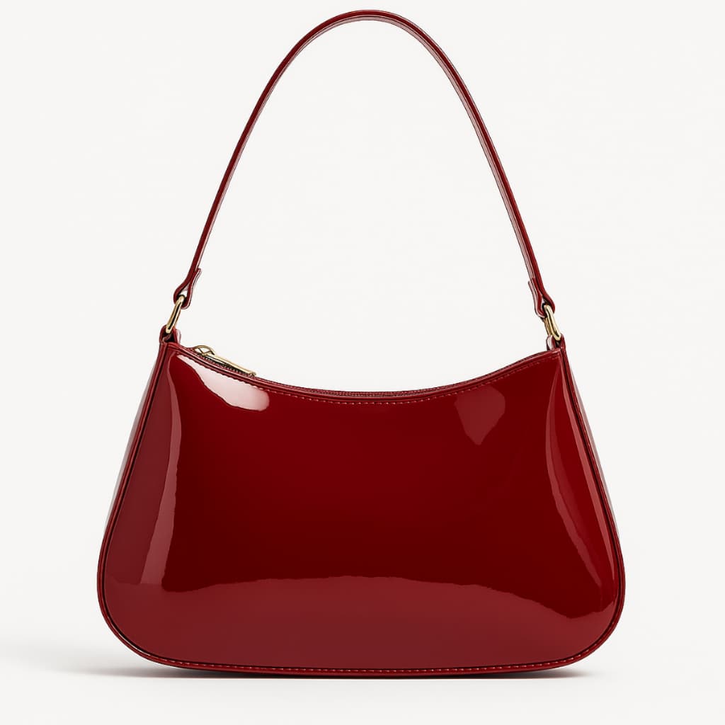 Bolsa Feminina Brilhante Baguete Ombro De Verniz Lisa Luxuosa