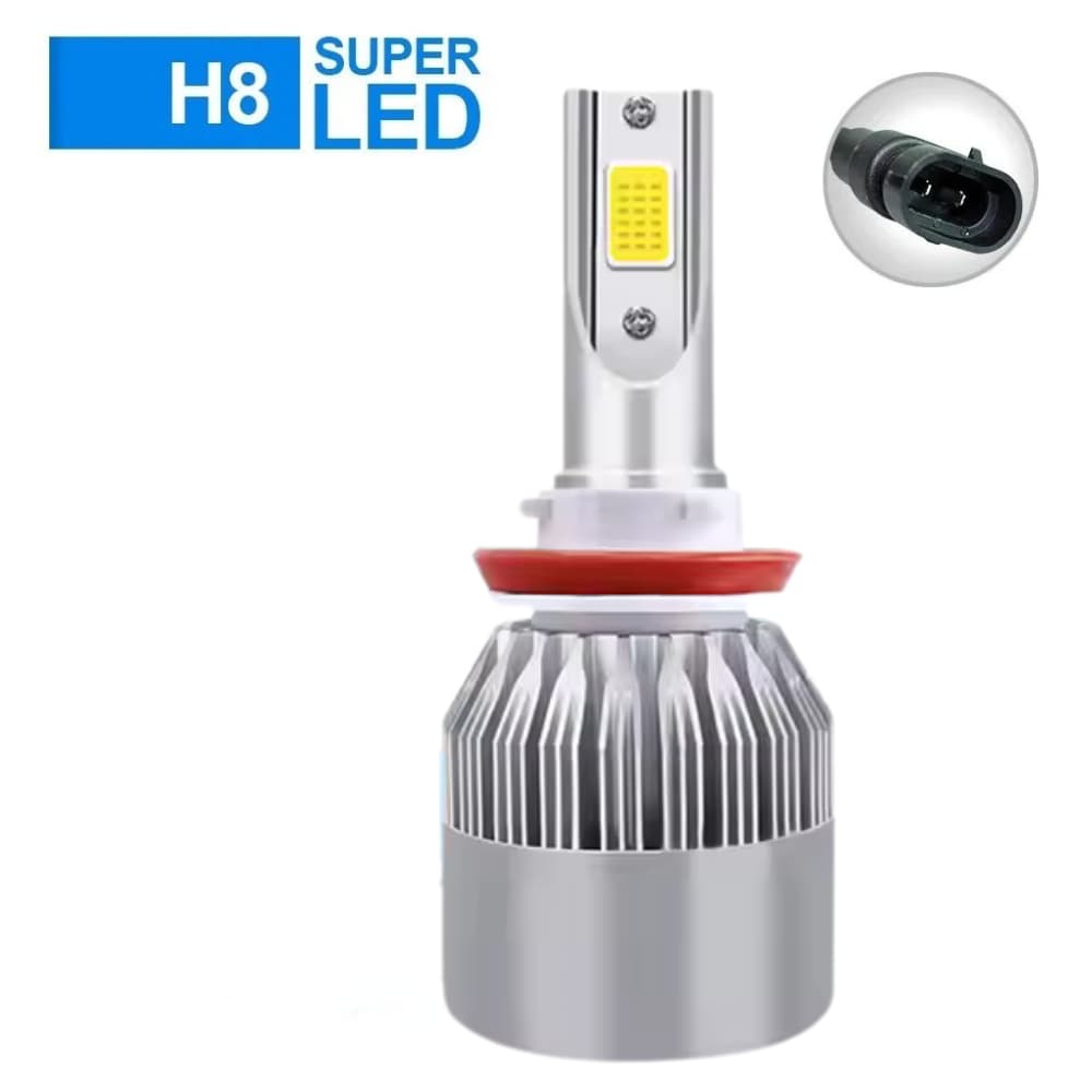 Par Lâmpada Automotiva H8 LED Super Forte Branco Frio Carro Farol C6