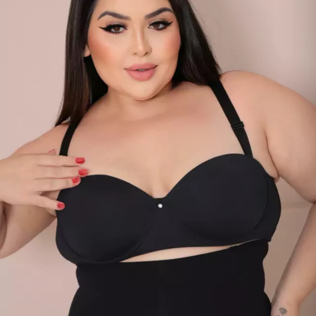Sutiã Tomara Que Caia Preto Plus Size Feminino Dia a Dia Alça Removível Conforto