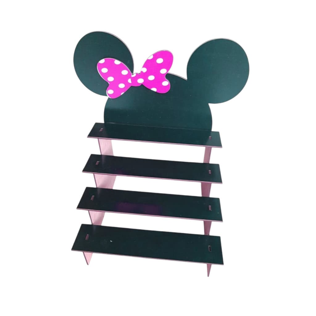 Porta Doces Escada Mickey Minnie Festa Mdf Cru Adesivado Eventos Cenários Decoração Infantil