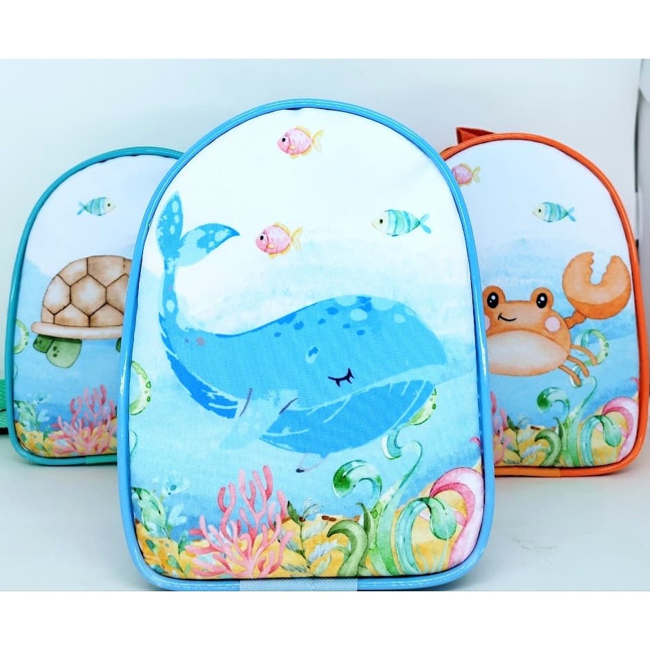 Kit com 15 Mochilinhas infantil Personalizadas – Tema Fundo do Mar, lembrancinhas para festa