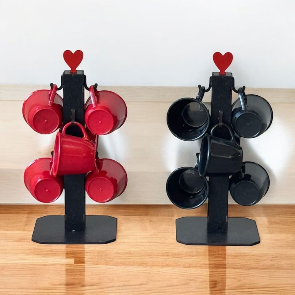 Suporte Xícaras Pedestal com 5 Canecas de Plástico para Café Chá Bebidas