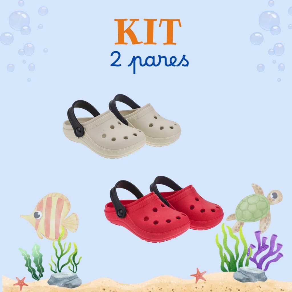 Kit 2 Pares Sandália infantil Meninos 2 em 1 Chinelo Papete Conforto Premium Anatômico Macio Leve