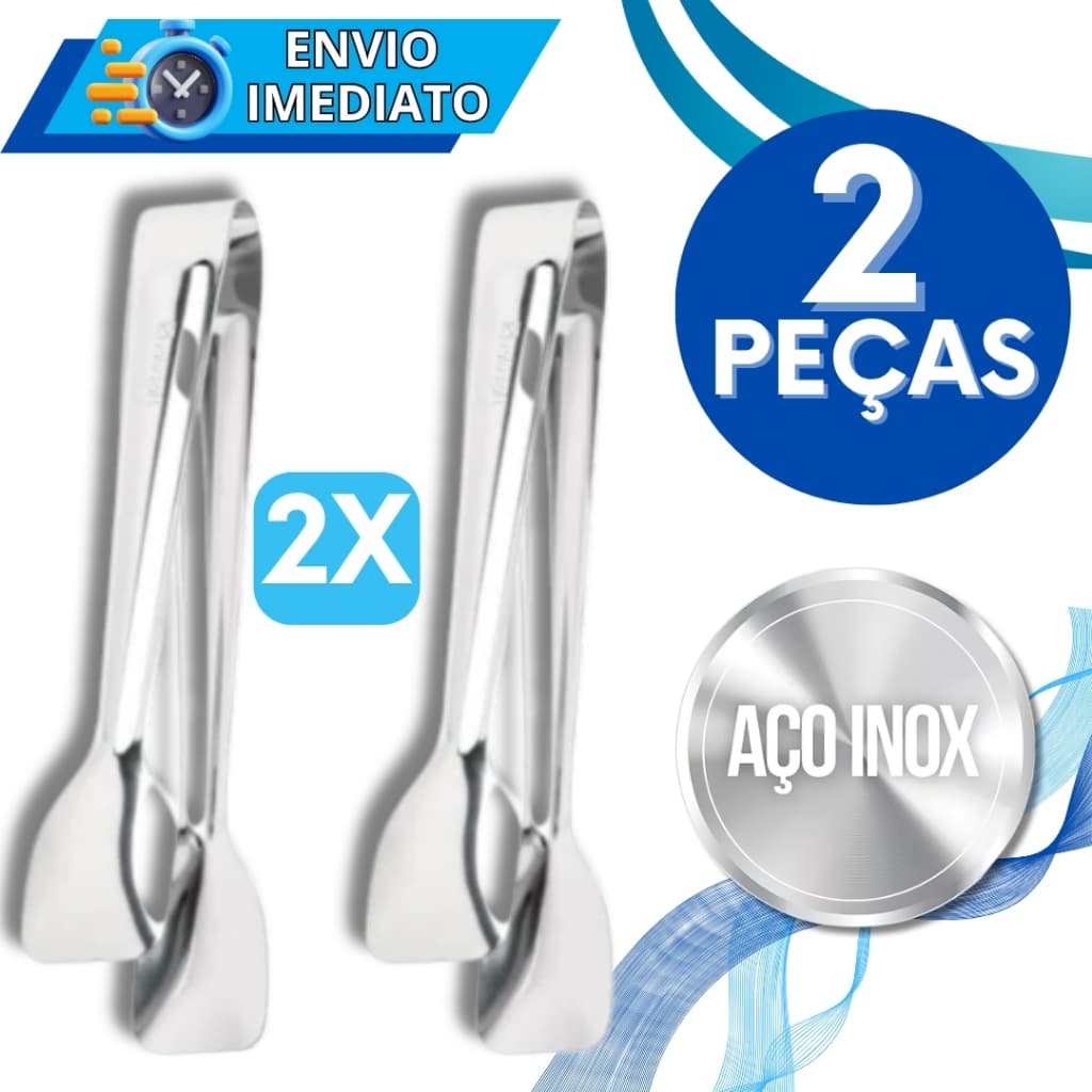 KIT Jogo 2 Pegador De Frios Massa Salgado Carne Salada Inox Universal para Casa Cozinha Buffet Restaurante Churrasco