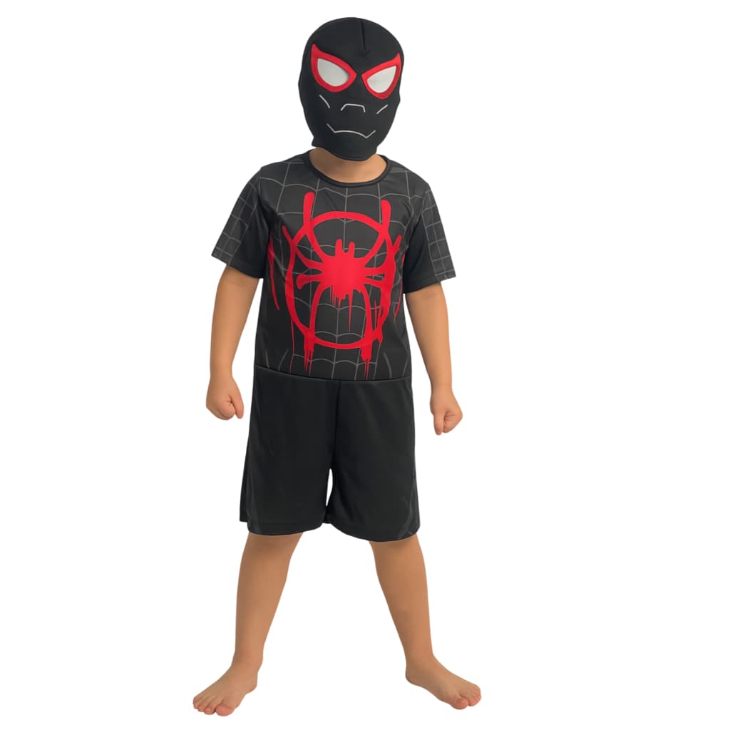 Fantasia Infantil Homem-aranha Miles Morales Homem Aranha Preto c/Mascara