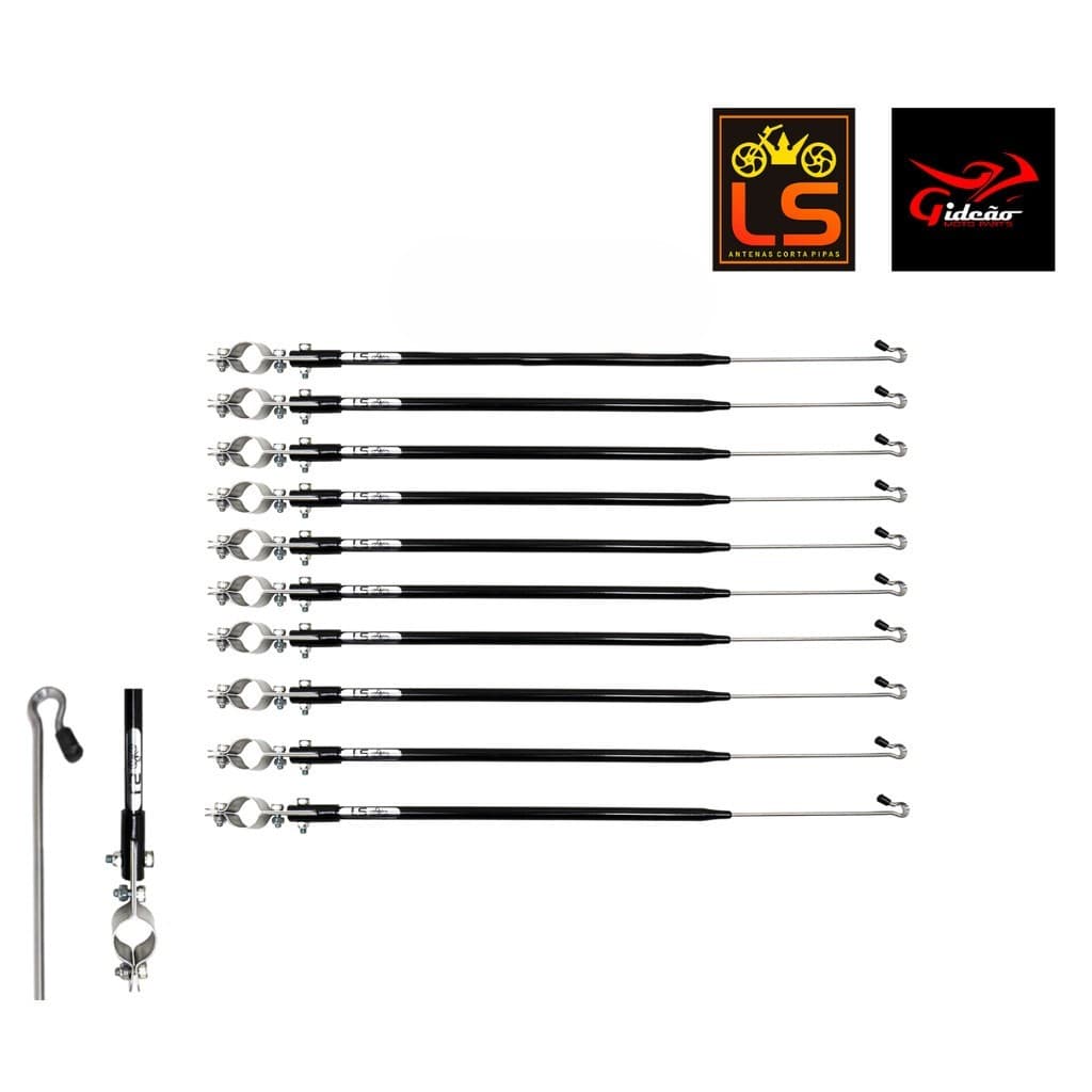 KIT com 50 Antenas Corta Pipa 2 Estágios Retrátil e reclinável fixação no Guidão Preta