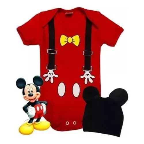 Body Bebê Temático Michey + Touca Mesversario