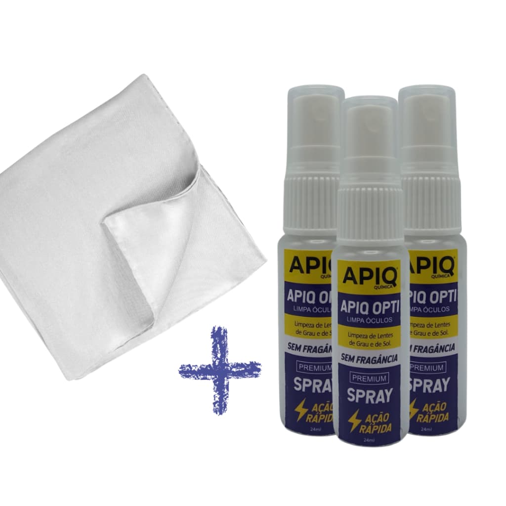 Spray Limpa Óculos Telas- Kit Com 3 Unidades + Flanela Microfibra Sem Fragrância
