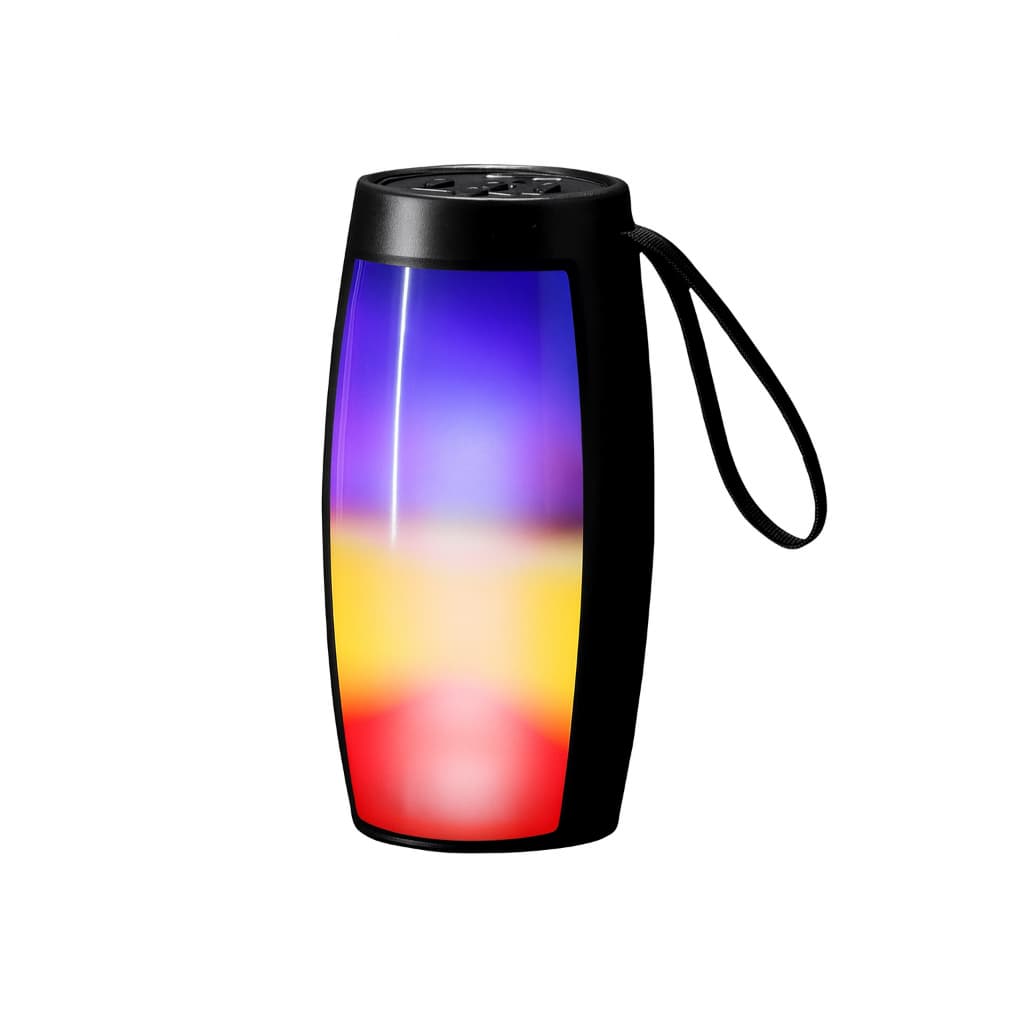 Caixa de Som Bluetooth TWS Portátil com Alça LED RGB Rádio FM USB e Micro SD Potente 5W RMS