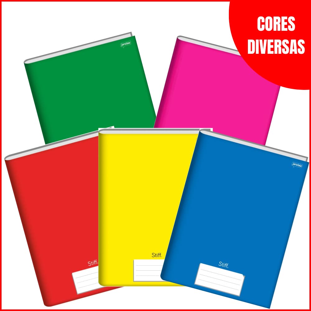 Kit 5 / 7 Cadernos Brochura Pequeno 1/4 Jandaia Stiff 96 Folhas Capa Dura Com Pauta Cores Sortidas