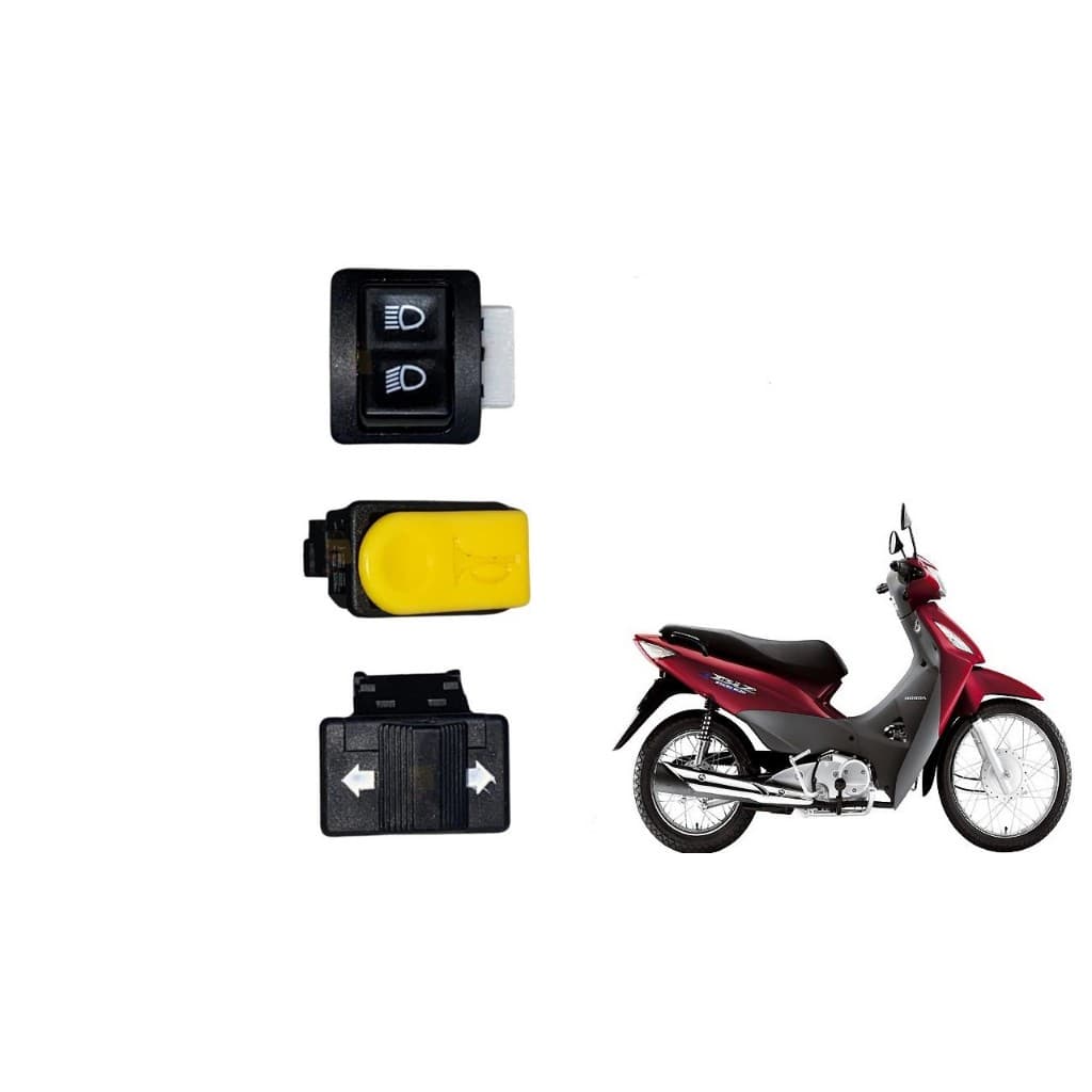 Kit 3 Botões Interruptores Honda Biz 125 KS 2006 2007 2008 Pisca Buzina Farol Alto Baixo