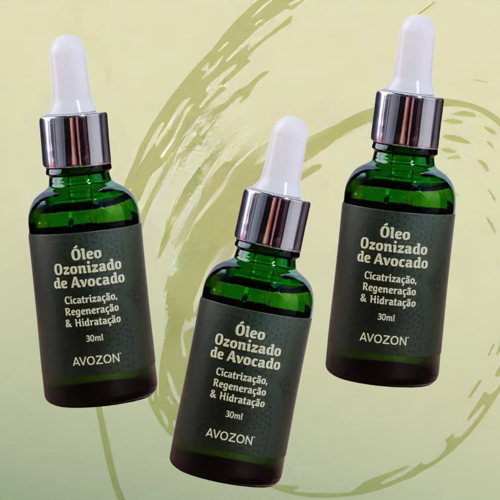 KIT 3 Óleo Ozonizado de Avocado Avozon Hidratante Para Cicatrização e Regeneração 30mL Cada