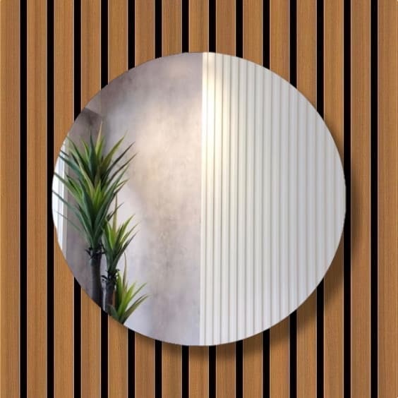 Espelho Decorativo Redondo 30x30 com Fita Dupla Face Quarto Banheiro Lavabo Maquiagem Camarim Closet