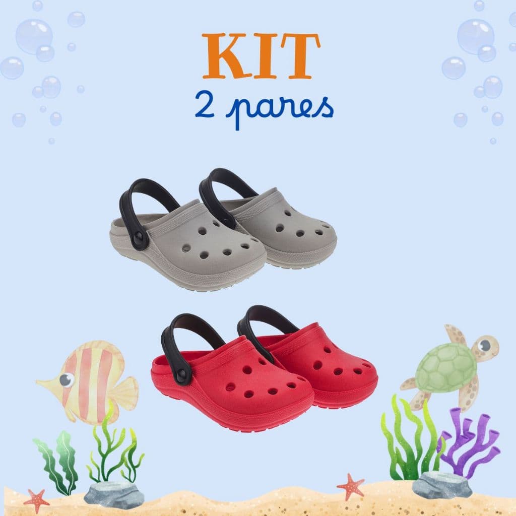 Kit 2 Pares Sandália Babuche Infantil Menino Liso Macio Confortável Antiderrapante Dia a Dia Escolar
