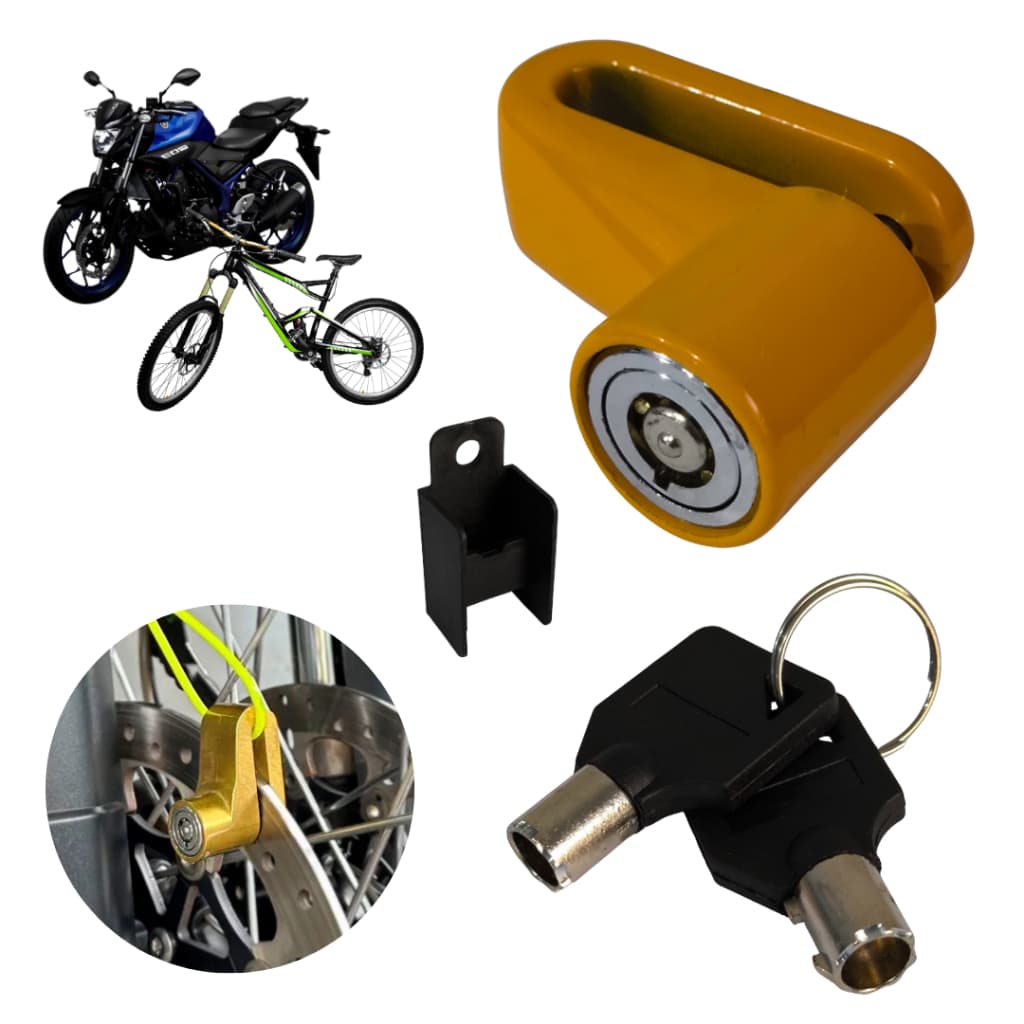 Trava de disco bloqueio de segurança bike moto anti furto