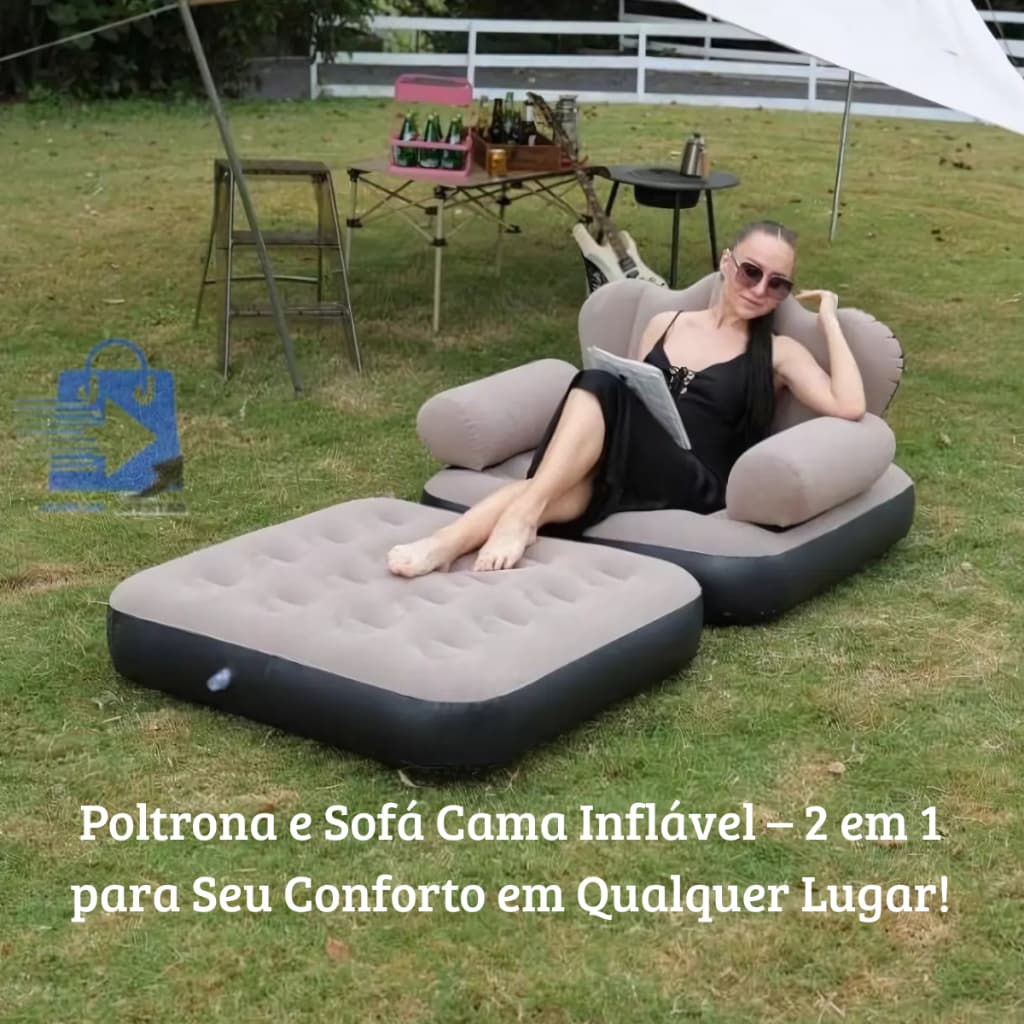Poltrona e Sofá Cama Inflável – 2 em 1 para Seu Conforto em Qualquer Lugar!