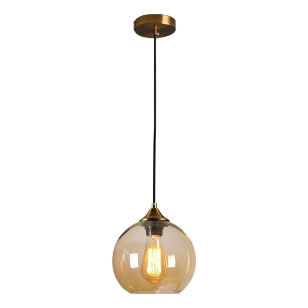 Luminária de Teto Âmbar Redonda Pendente Luxo Redondo Moderno Sala Elegante para sua casa