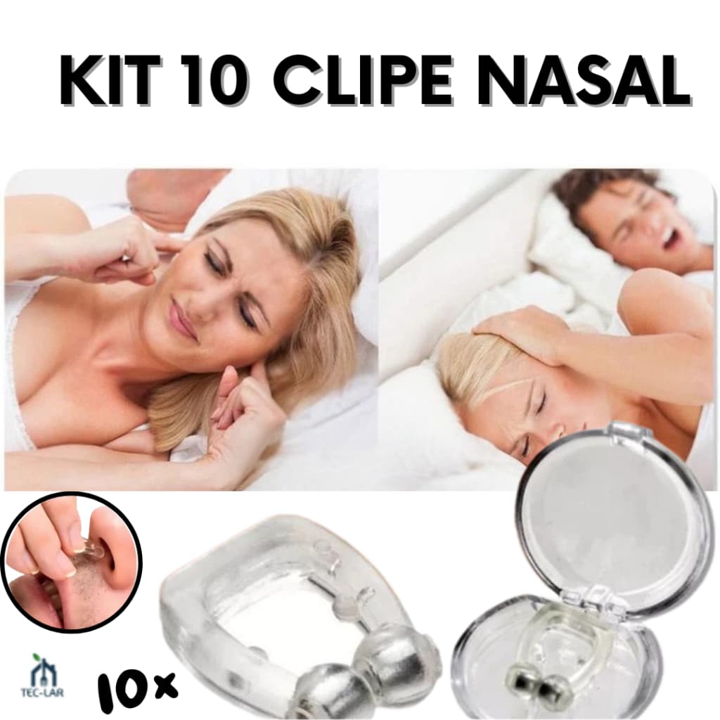 Kits 1 a 10 Clipes Nasais Antirronco Silicone com Ímã Neodímio Reduz o Ronco e Melhora a Respiração