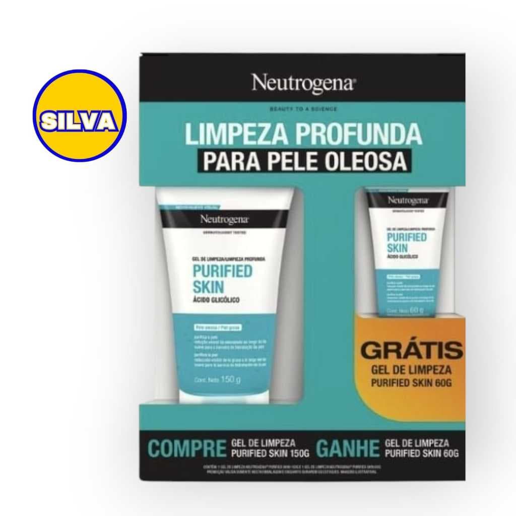 KIT NEUTROGENA GEL DE LIMPEZA FACIAL PURIFIED SKIN ÁCIDO GLICÓLICO GEL 150G + GEL 60G