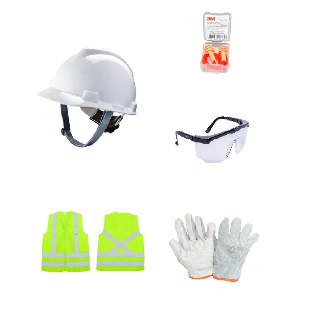 Kit Obras Premium Capacete MSA, Pomp Plus, Colete Verde Danny, Luva Vaqueta, Oculos Fenix