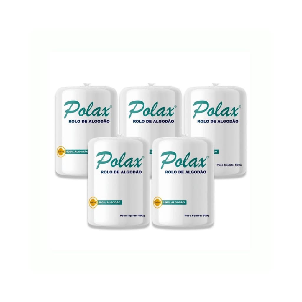 Kit 5 Algodão Hidrofilo em Rolo 500Gr S/ Alça Polax