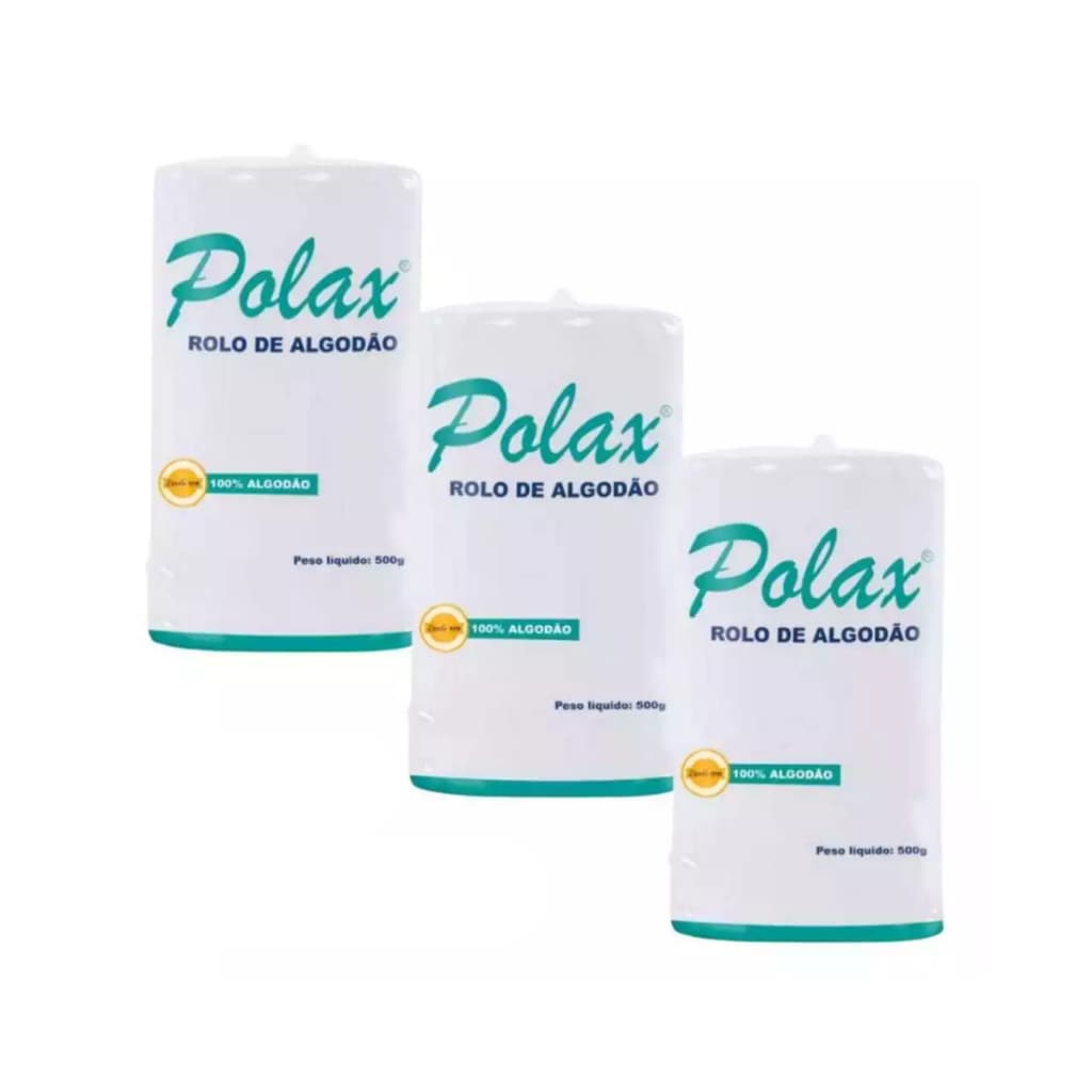 Kit 3 Algodão Hidrofilo em Rolo 500Gr S/ Alça Polax