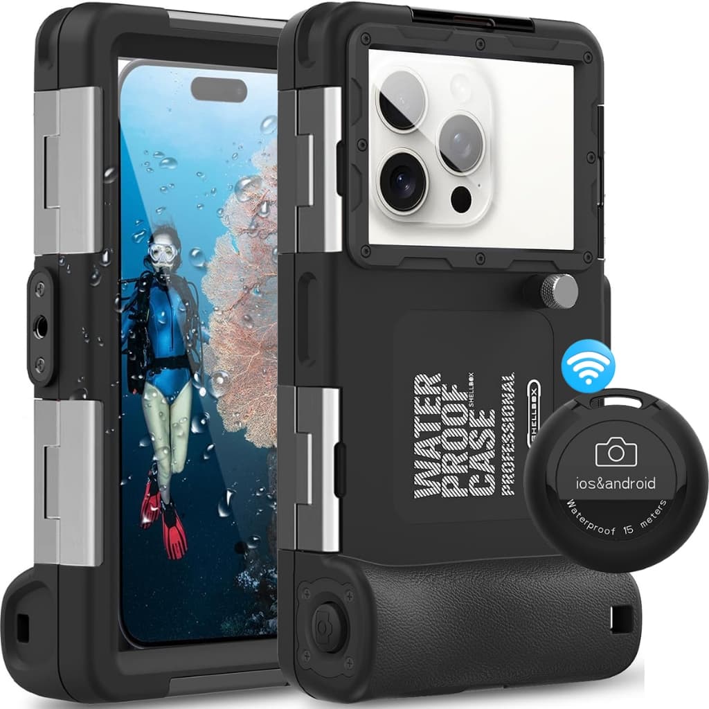 Capa Case Celular a Prova D’Água SHELLBOX Mergulho Controle Remoto Bluetooth 2 Geração Smartphone