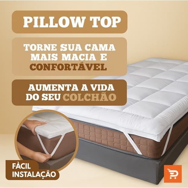 Pillow Top Casal e Queen Diamond Toque de Plumas 600 g/m² Branco Cama Hotel Protetor