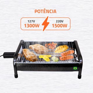 Churrasqueira Elétrica Portátil Grill 127V/220V Compacta Com Bandeja Para Casa e Apartamento