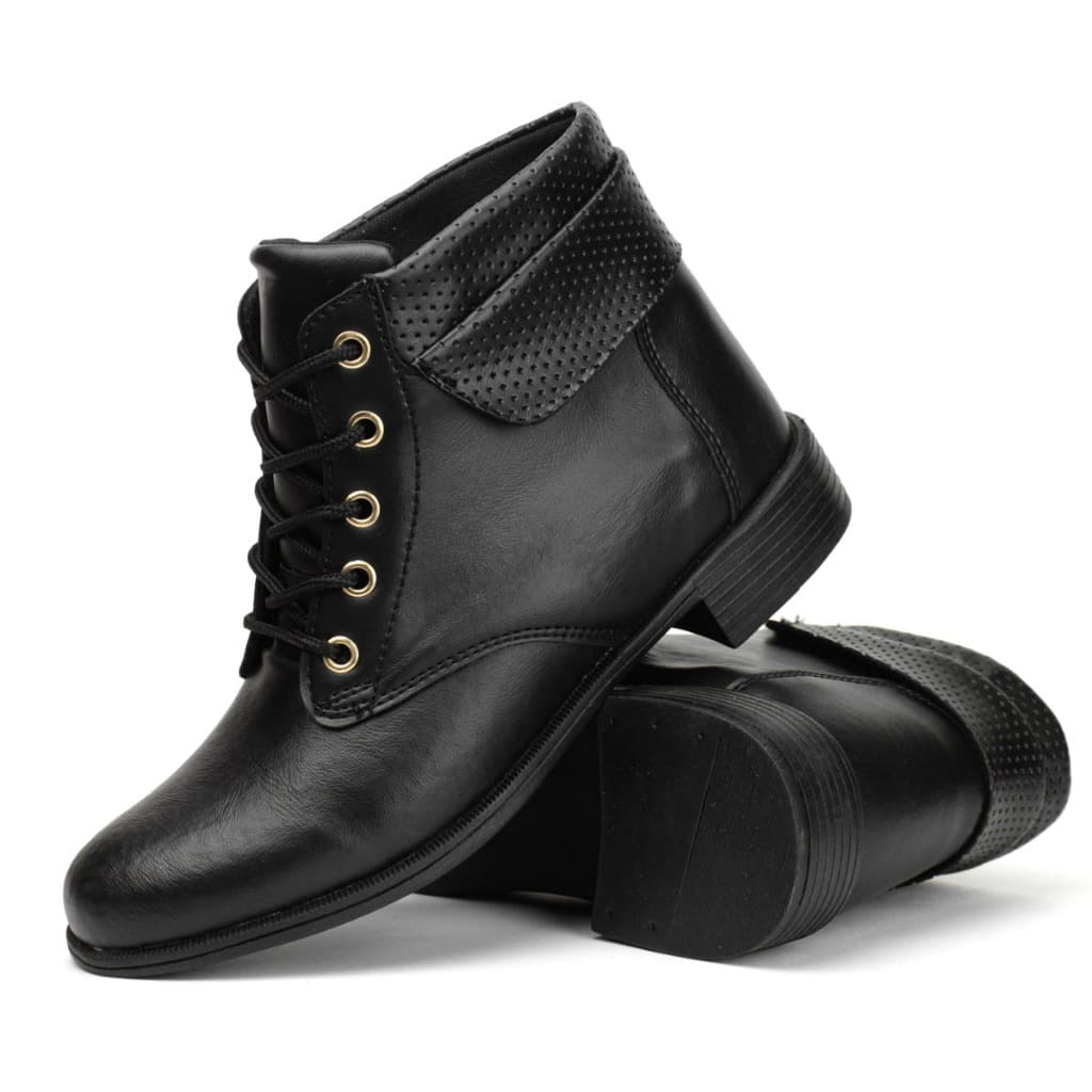Bota Feminina Rasteira Promoção Coturno Feminino Botinha Feminina De Amarrar
