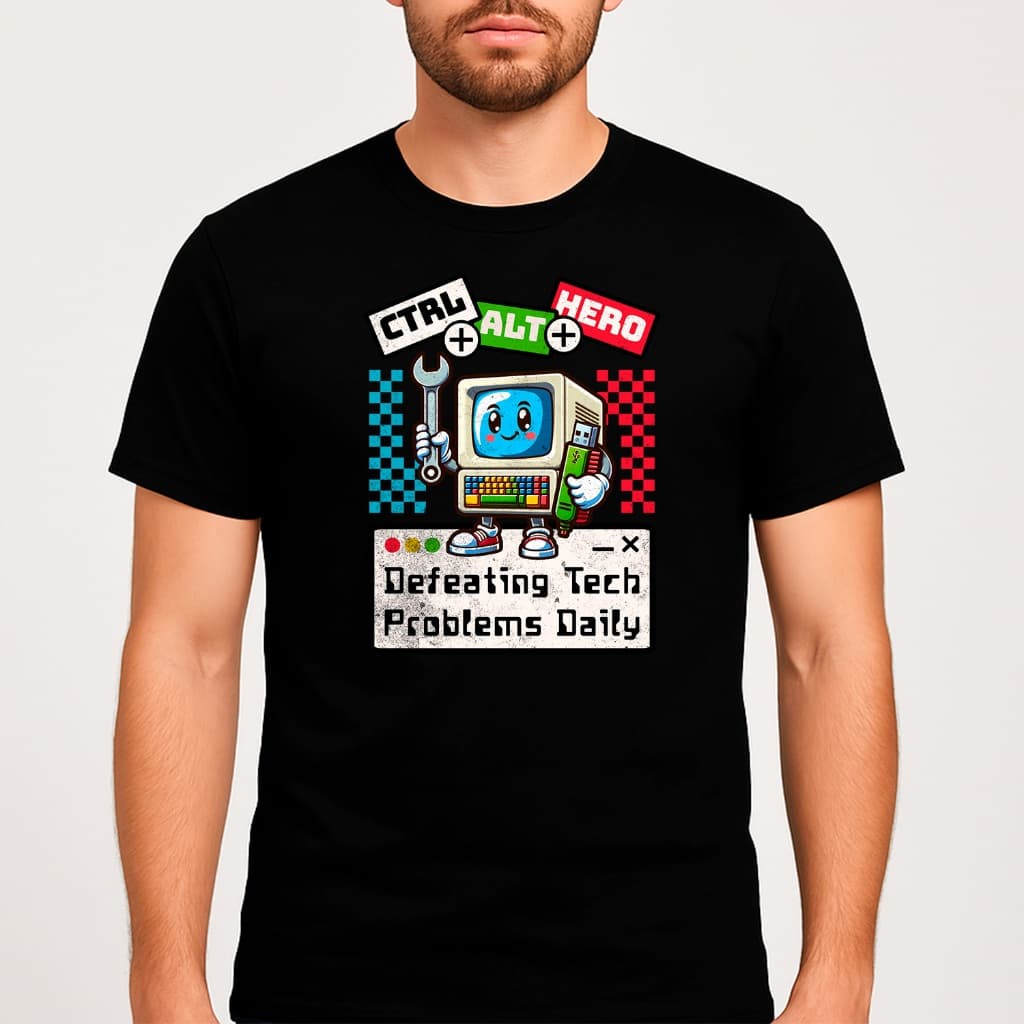 Camiseta Masculina Geek Ctrl+Alt+Hero – Algodão Premium, Design Exclusivo
