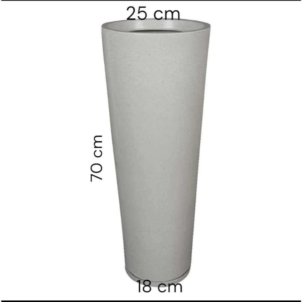 VASO P PLANTAS  COLUNA IBIZA LISA POLIDA COM PRATO –VASO LUXO DECORAÇÃO PLANTA JARDIM| CORES BEGE CINZA MARROM PRETO