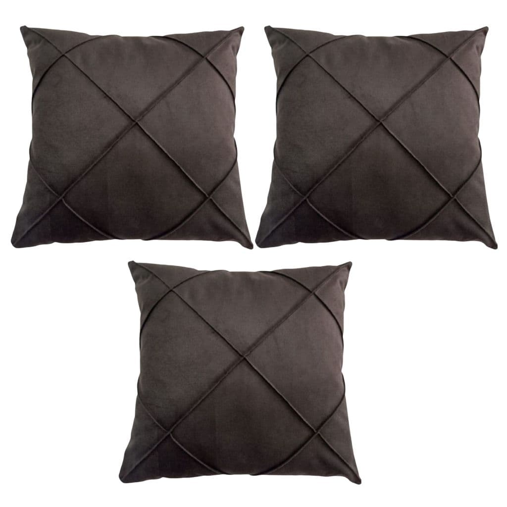 Kit 3 Almofadas Cheias Suede Drapeada 45x45cm