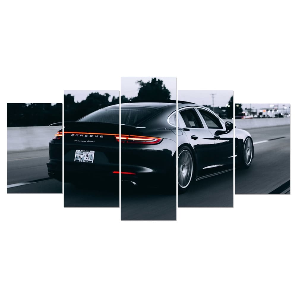 Quadro Decorativo Porsche Preto Potência Design Esportivo Possante Luxo Sala Quarto e Hall
