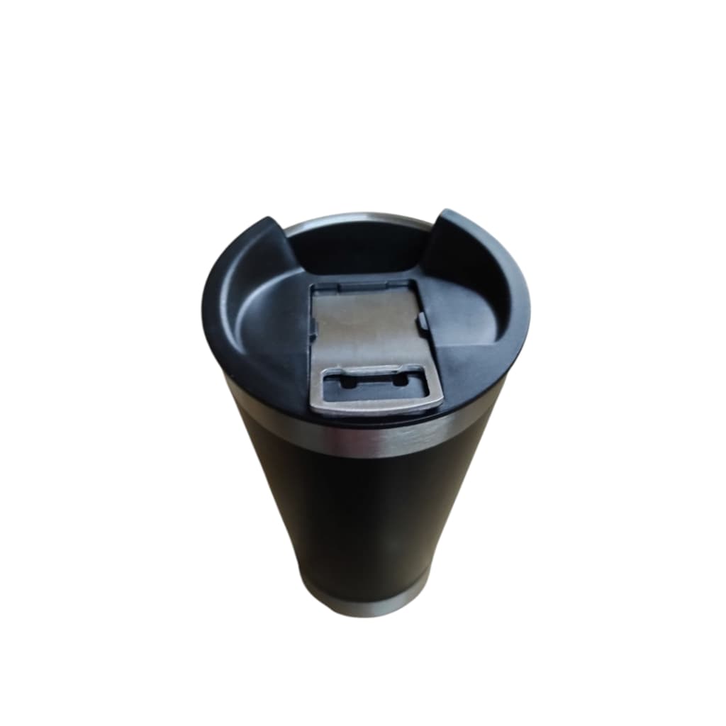 Copo Termico De Cerveja 473ml Inox Tampa/abridor Preto Liso