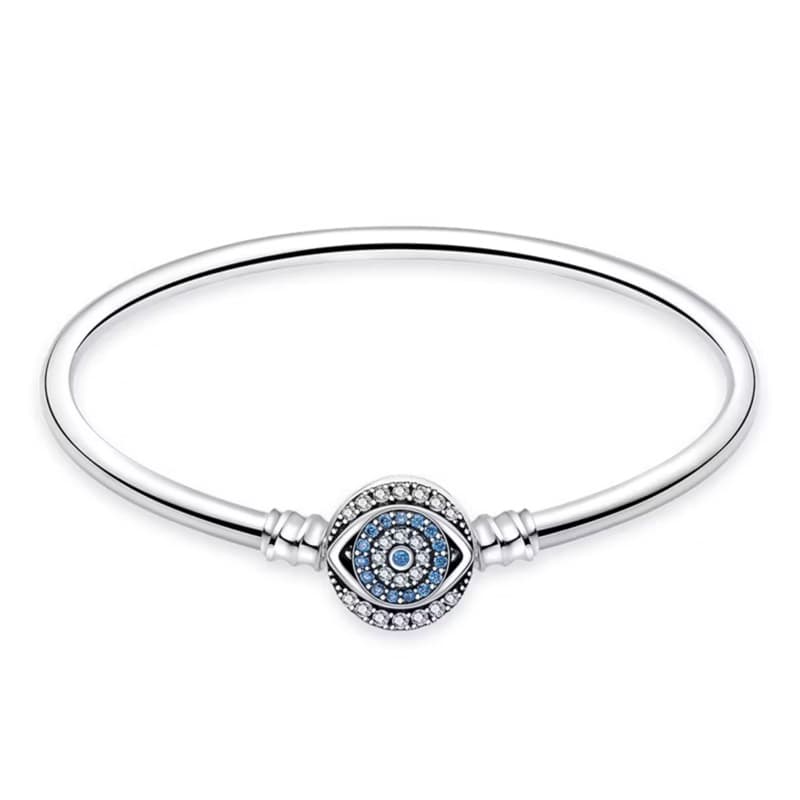 Pulseira Berloque Olho Grego Cravejada Rígida em Prata 925