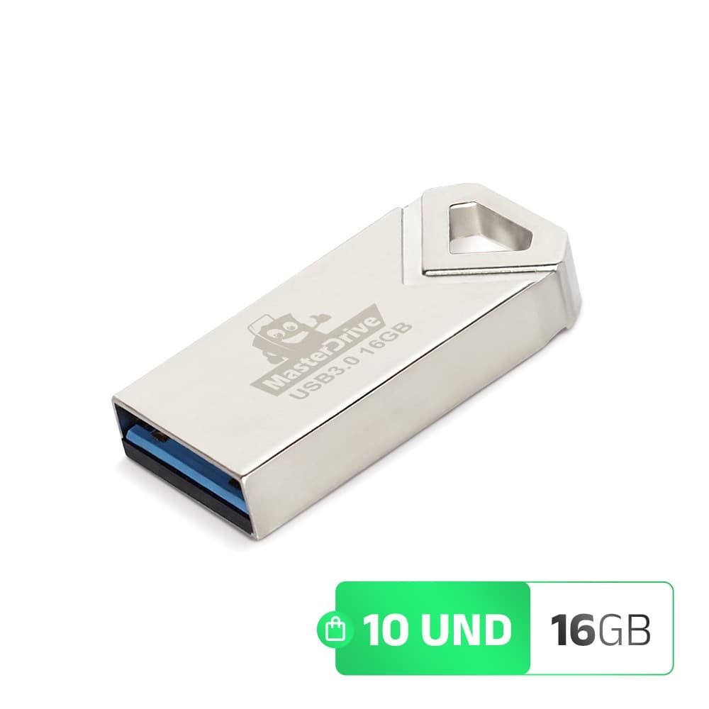 Pendrive 16GB Kit 10 ATACADO Masterdrive USB 3.0 Diamante Ultra Rápido