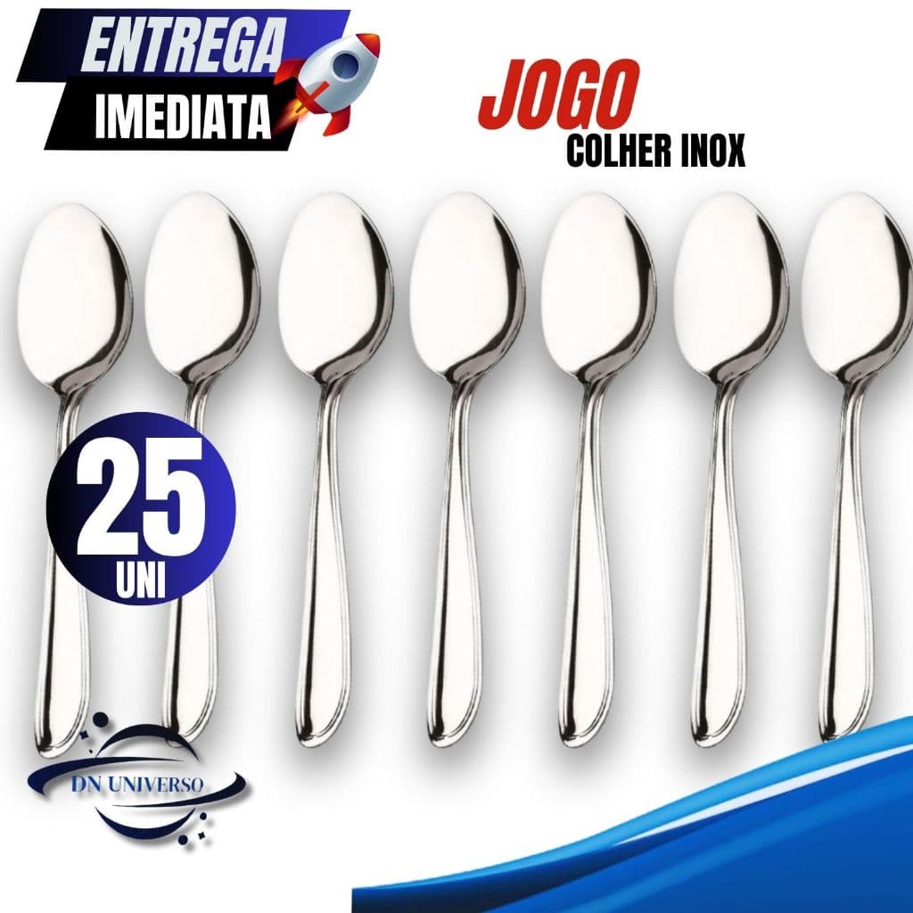 Jogo Kit 25 Talher Multiuso Colher Aço Inox Alta Qualidade Restaurantes Lanchonetes Bares