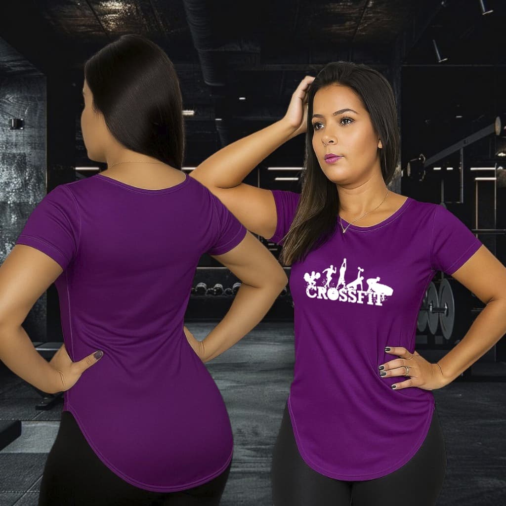 Blusa Feminina alongada baby Long Line Esportiva est. Cros 007 Academia-cores