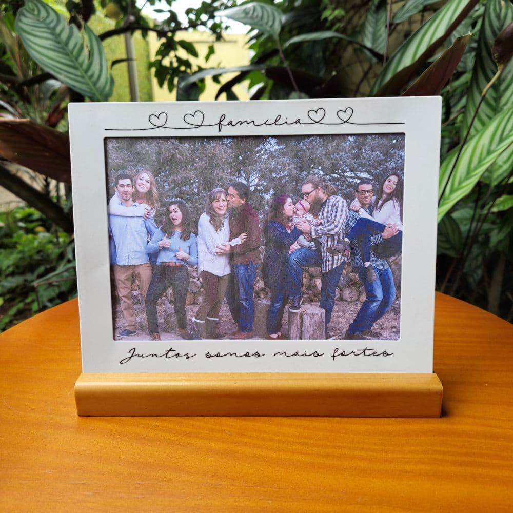 Porta-Retrato Família Unida 15×21 cm Aço/Madeira