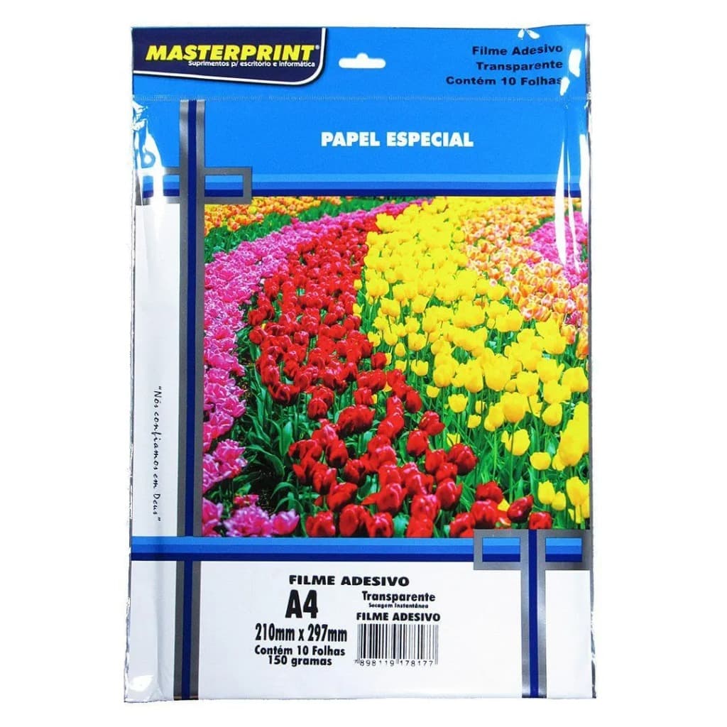 Vinil 100% Transparente Masterprint 10 Folhas Rótulos 150g/m²