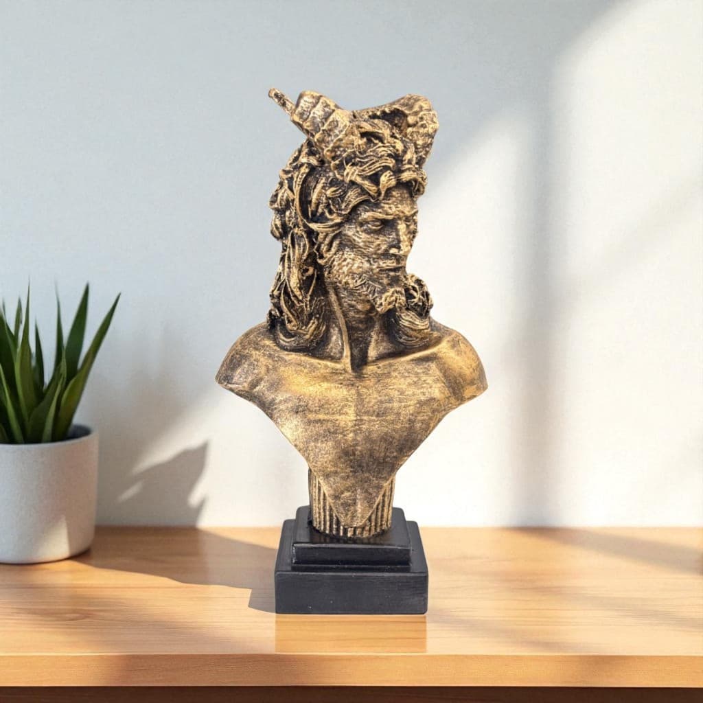 Estatueta Homem Fauno Busto Mitologia Grega Decorativo Resina