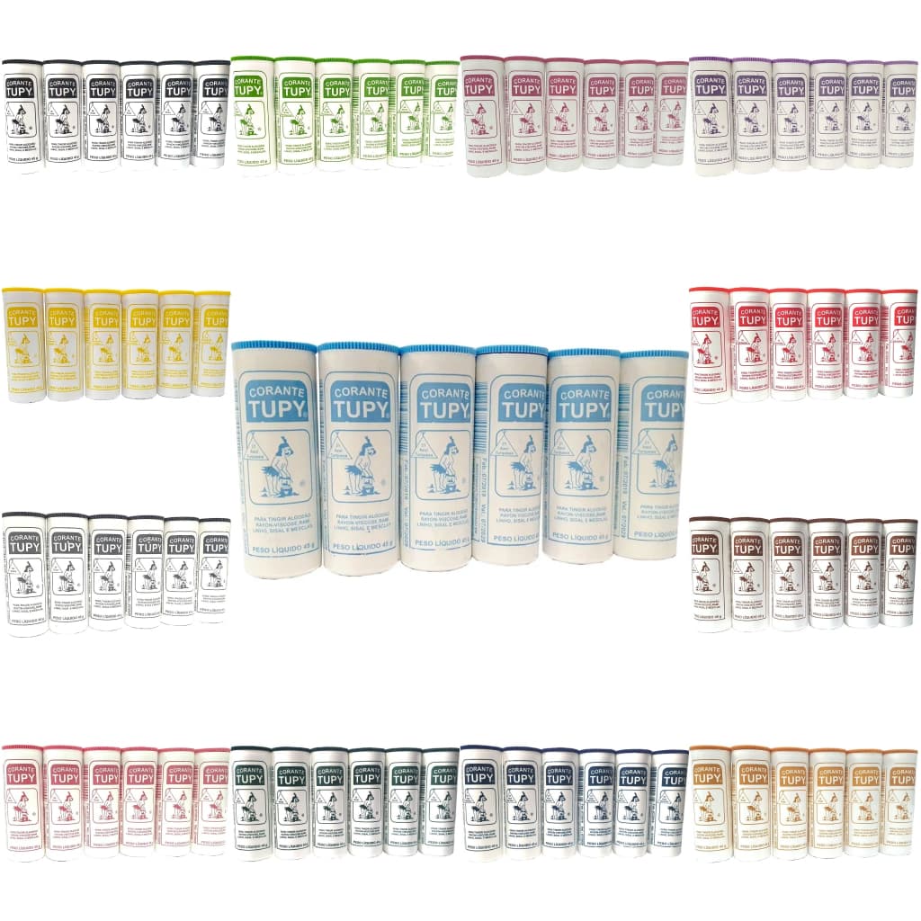Tinta Tingir Roupas Tecidos Algodão Jeans Kit 6 unidades linha Tupy