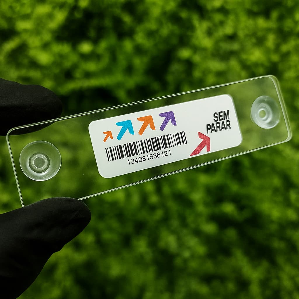 Suporte Tag Veicular Sem Parar Fixação no Para-Brisa Acrílico Transparente Com Ventosas