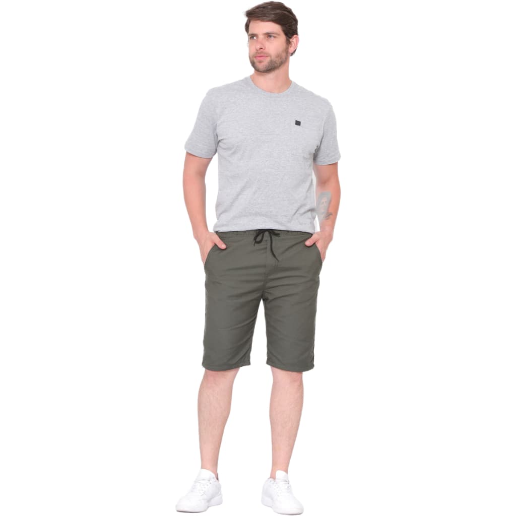 Bermuda com Elastico de Sarja Masculina