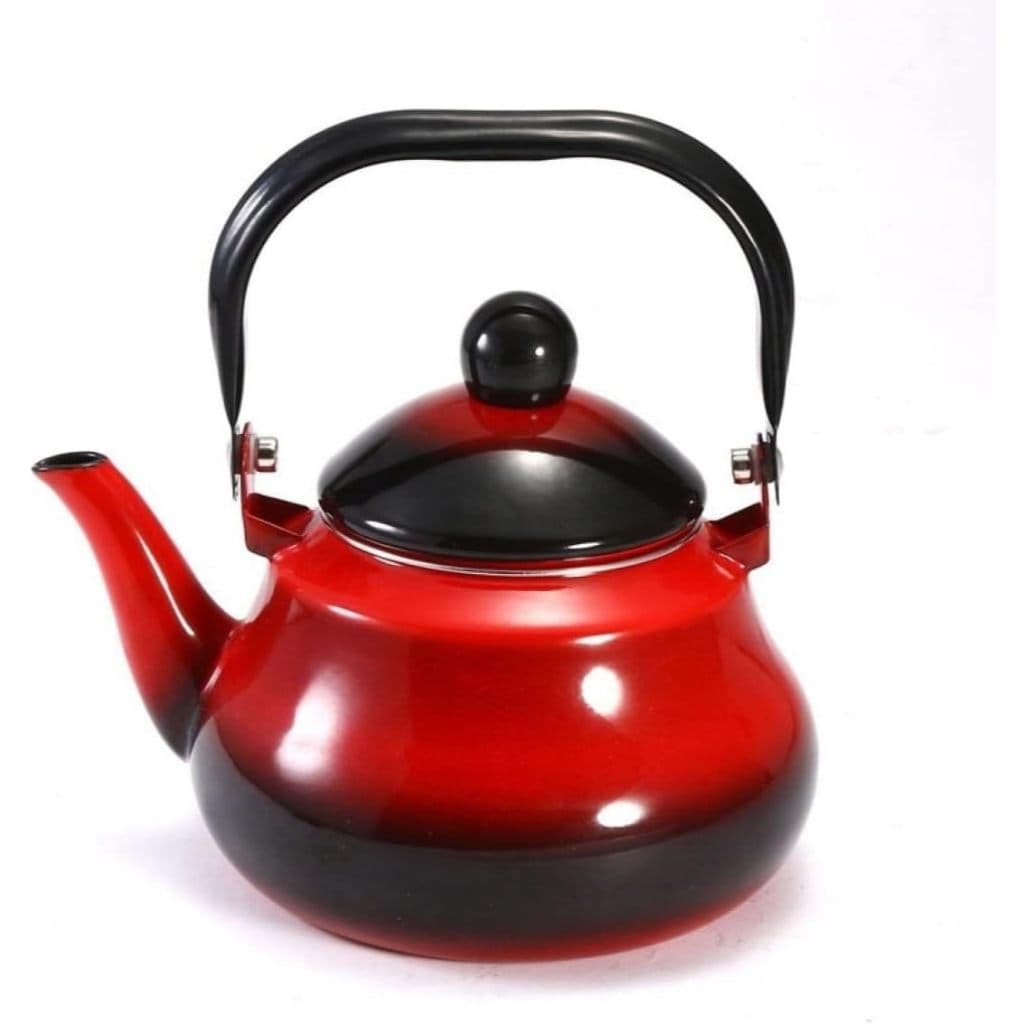 Chaleira Esmaltada Vermelha 1,5 Litros Alça Ergonômica 15cm Compatível Fogão à Indução Bule de Chá