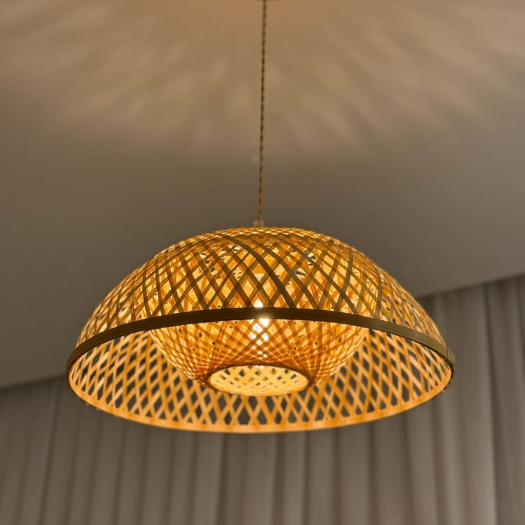 Lustre Rústico de Bambu Artesanal Pendente para Sala de Jantar e Cozinha Iluminação Decorativa Boho