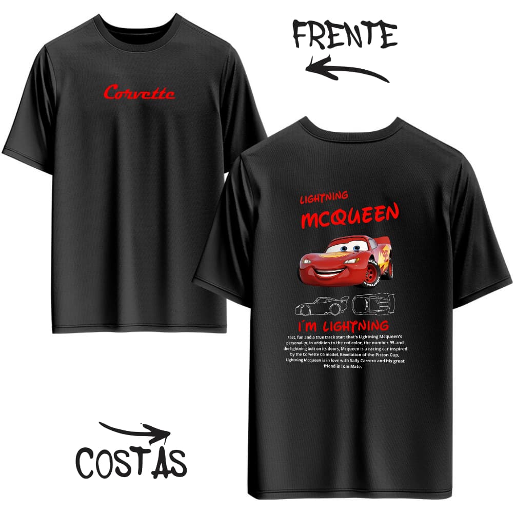 Kit Casal Namorados 2 Camiseta Camisa Combinando Estampada Relâmpago Mcqueen E Sally Carrera