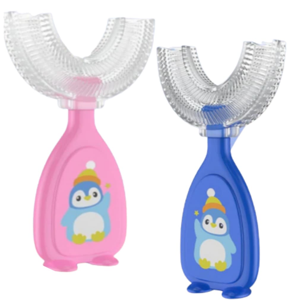 ESCOVA DE DENTES INFANTIL DE SILICONE FORMATO EM U 360º GRAUS
