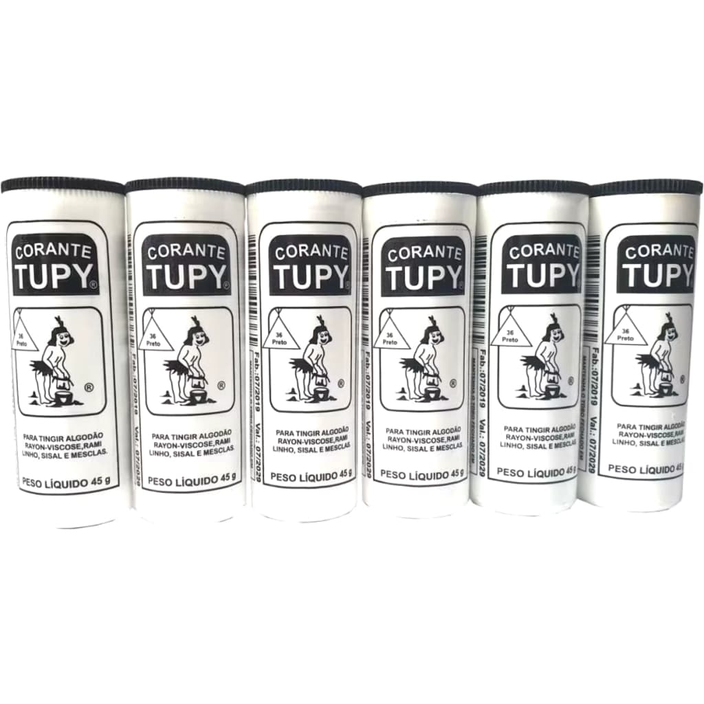 Corante Tingir Roupas e Tecidos Tupy Cor Preto - 6 Unidades